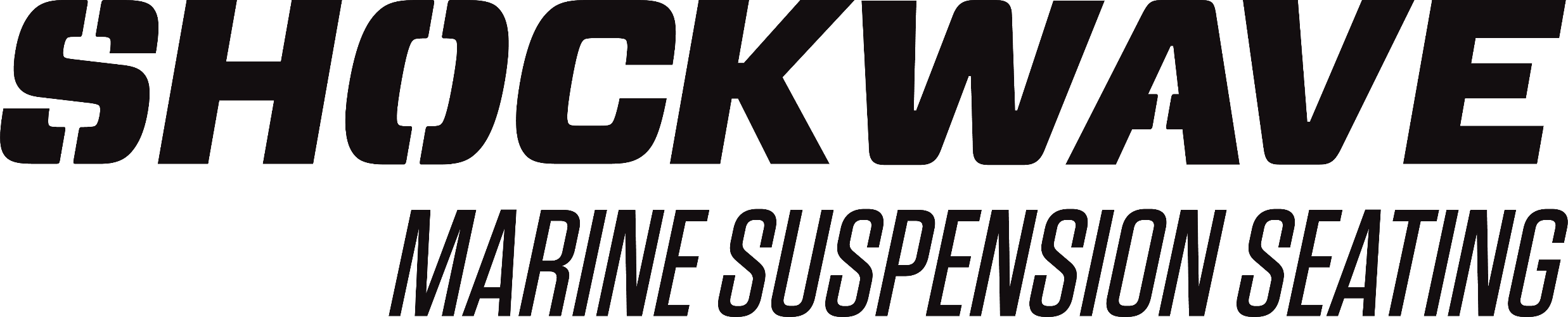Shockwave Marine Suspension Seating logo with black text on a white background